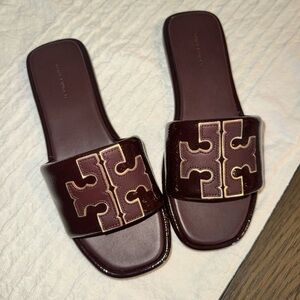 Tory Burch Women's Burgundy Slide Sandals Worn one time